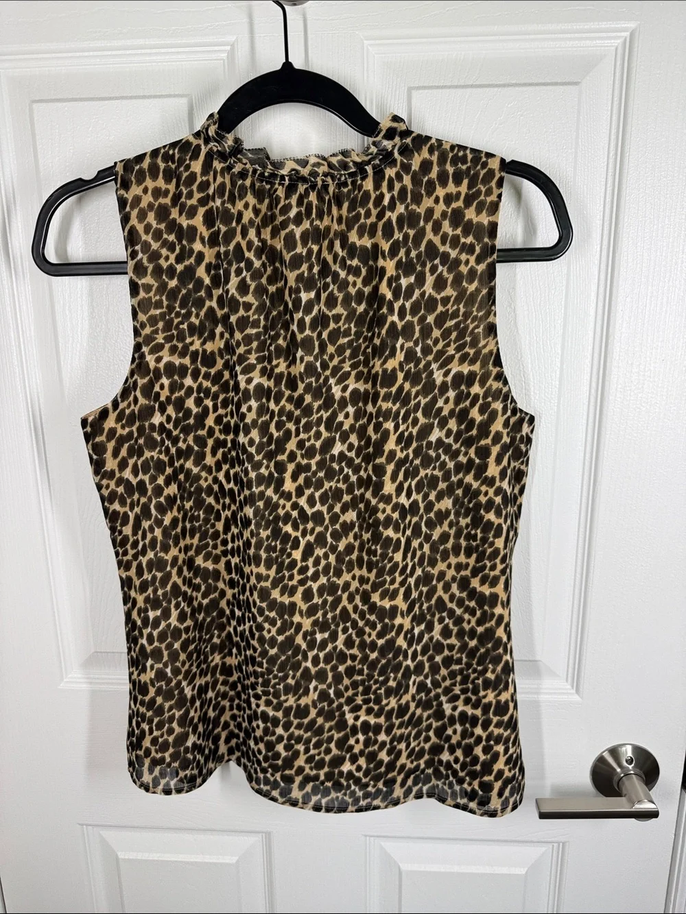 J Crew leopard print tie neck sheer lined blouse size small